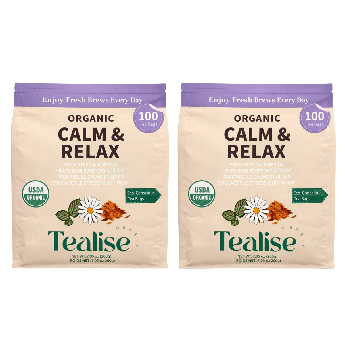 Tealise Organic Herbal Tea, 2 × 100 Tea Bags