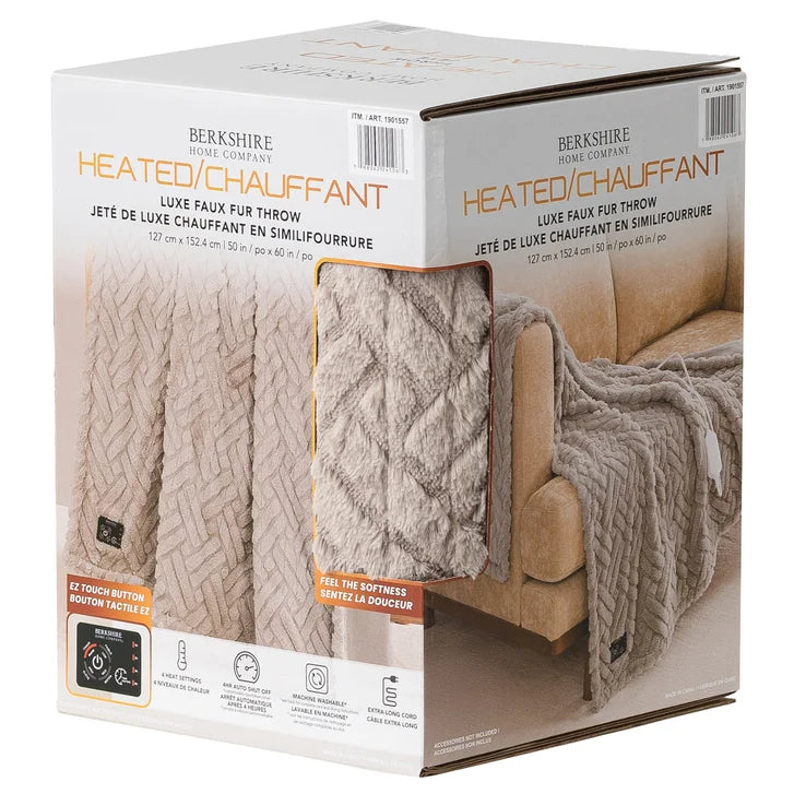 Berkshire Home Company Heated Luxe Faux Fur Throw