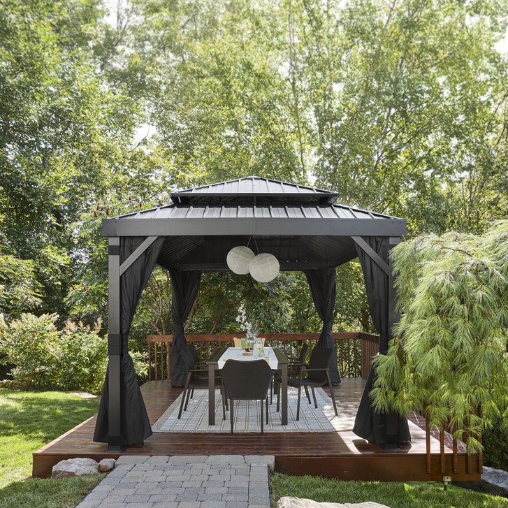 Sojag Alma 10 ft. x 14 ft. Gazebo with Mosquito Netting and Curtains