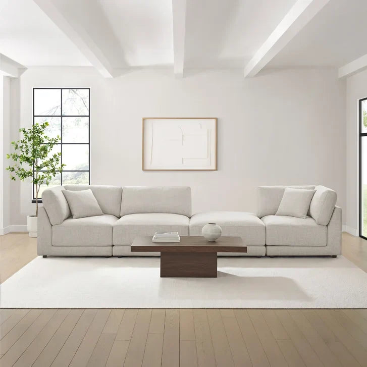 Aiden & Ivy Dayna 4-piece Modular Fabric Sofa with Ottoman