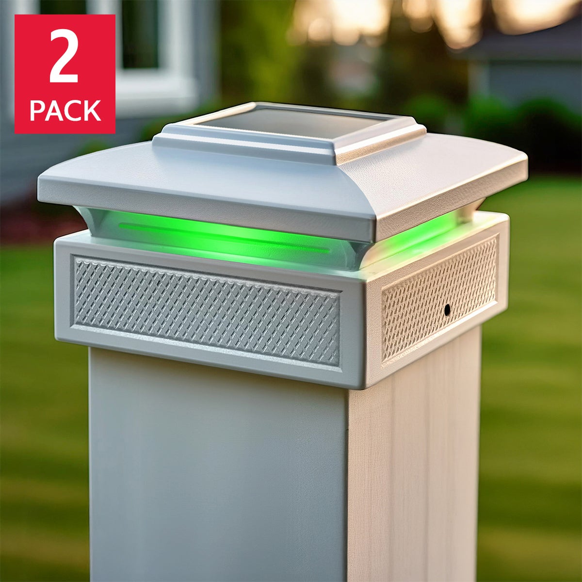 Classy Caps Lumineer Smart Solar Post Cap Light, 2-pack