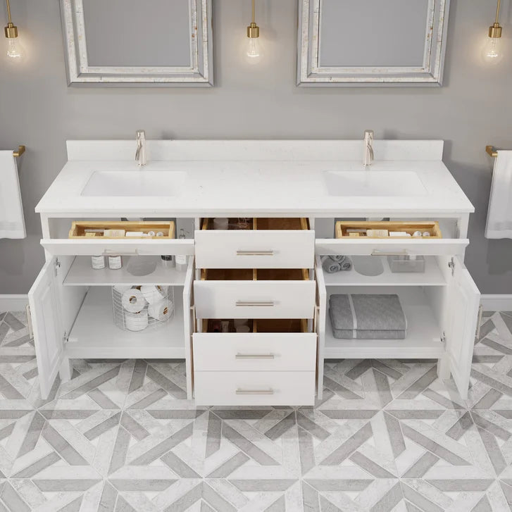 Studio Bathe Katie II Vanity in White Finish with Engineered Stone Countertop