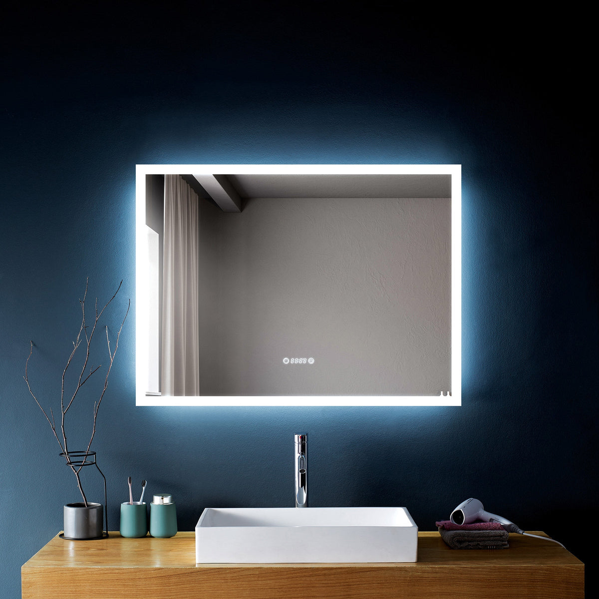 SERA LED Mirror Frosted Edge with Time and Temperature Function
