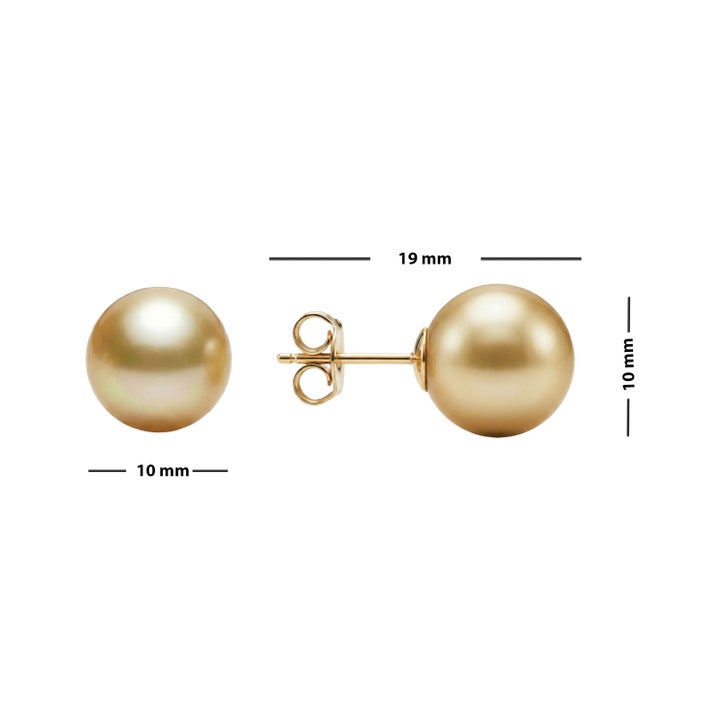 10 – 10.5 mm Golden Cultured South Sea Pearl Earrings