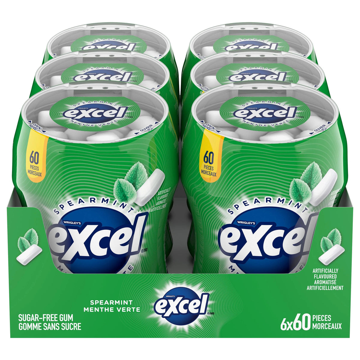 Excel Sugar-Free Spearmint Gum, 6 × 60 pieces