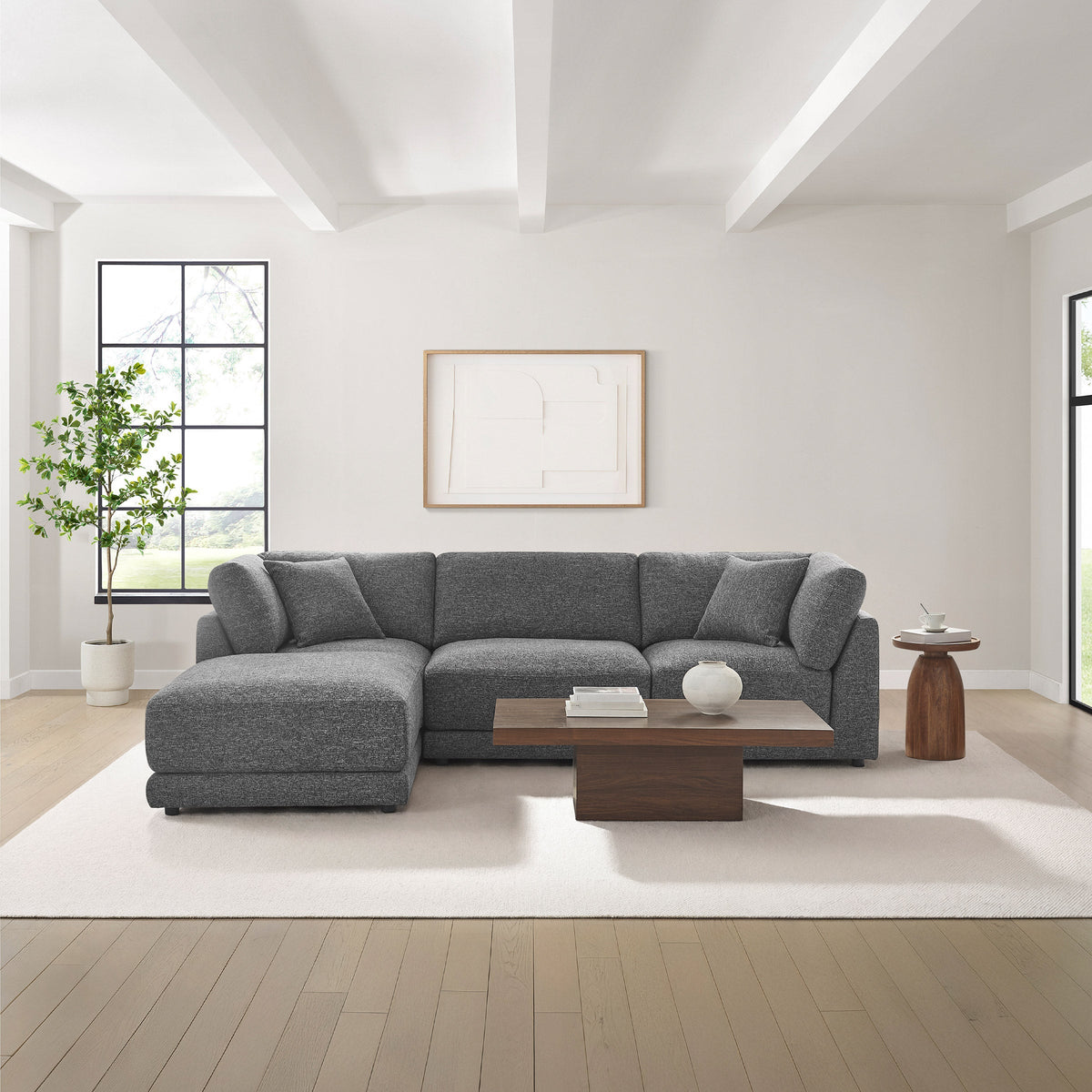Aiden & Ivy Dayna 4-piece Modular Fabric Sofa with Ottoman