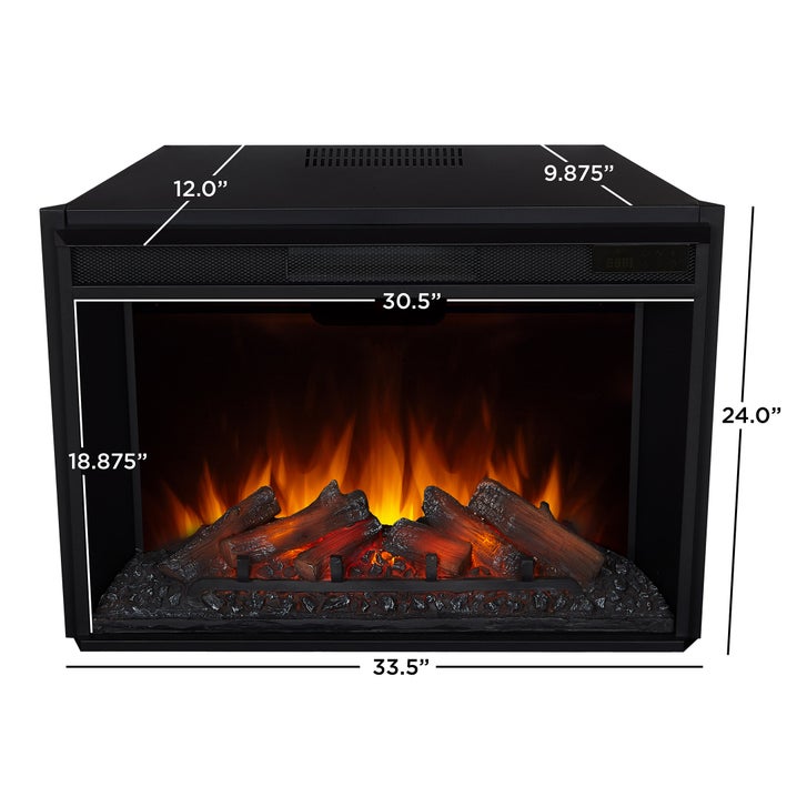 Real Flame Tracey Grand 84 in. Black Media Console Fireplace