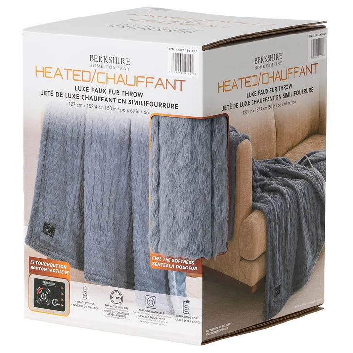 Berkshire Home Company Heated Luxe Faux Fur Throw