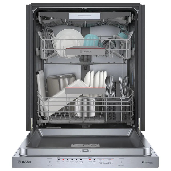 Bosch 500 Series 24 in Stainless Steel German Made Third Rack Dishwasher with Pocket Handle