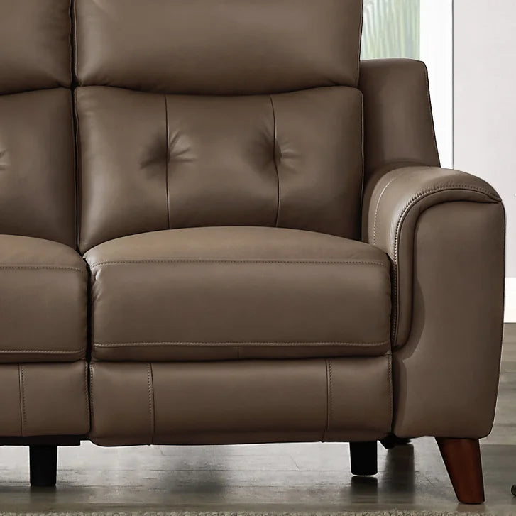 Prospera Home Malibu Modern Top Grain Leather Power Reclining Sofa and Loveseat with Power Headrest