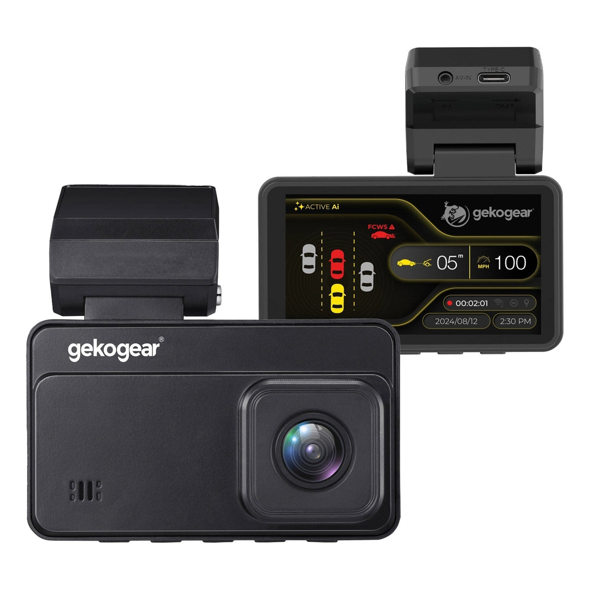 GekoGear Orbit D220 Dual Dashcam with Driver Assist Functions