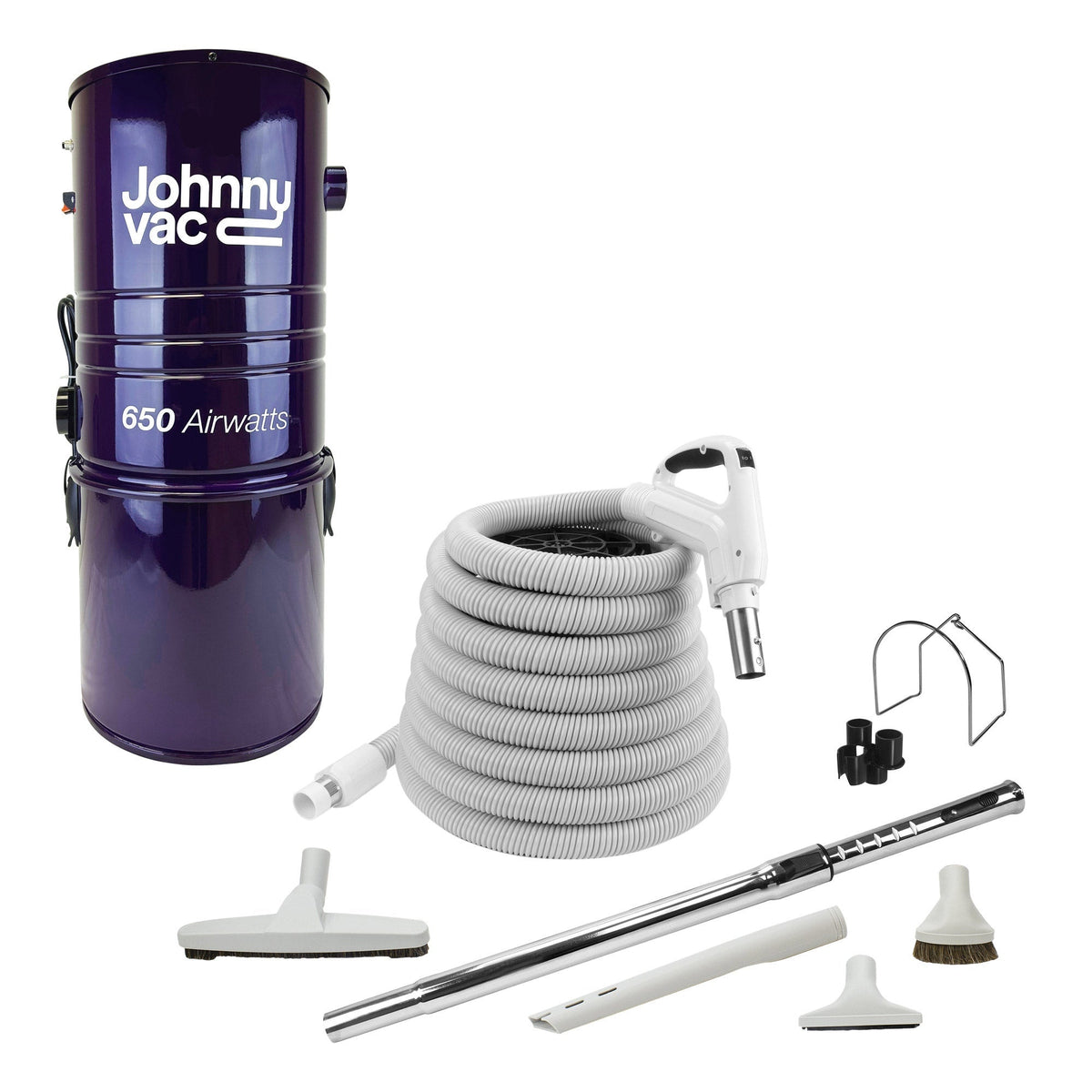 Johnny Vac Central Vacuum Kit 650 Airwatts with Complete set of Accessories