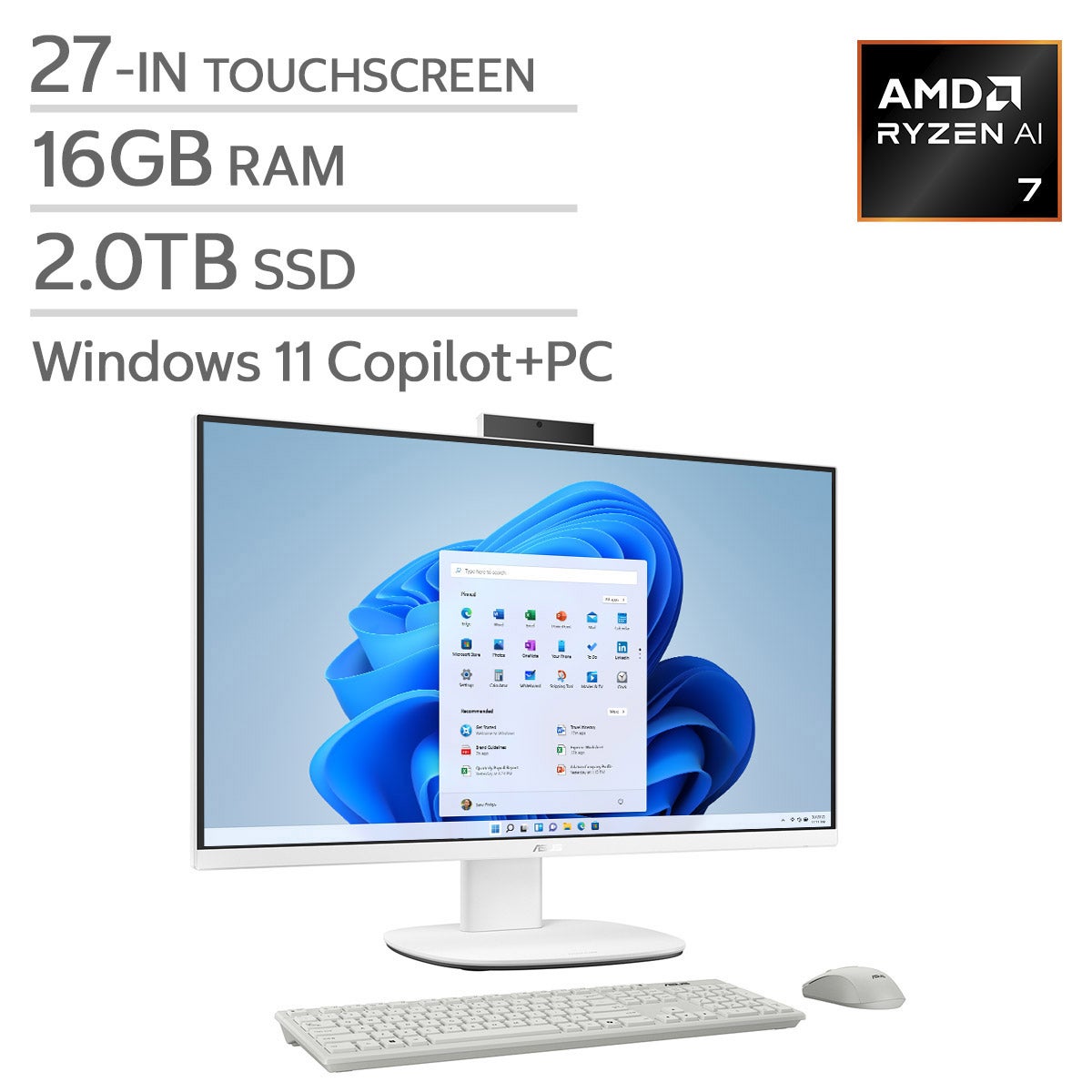 ASUS V600 27-in Copilot PC Touchscreen All-in-One Desktop, AMD Ryzen AI 7 350 - 16GB RAM, 2 TB SSD