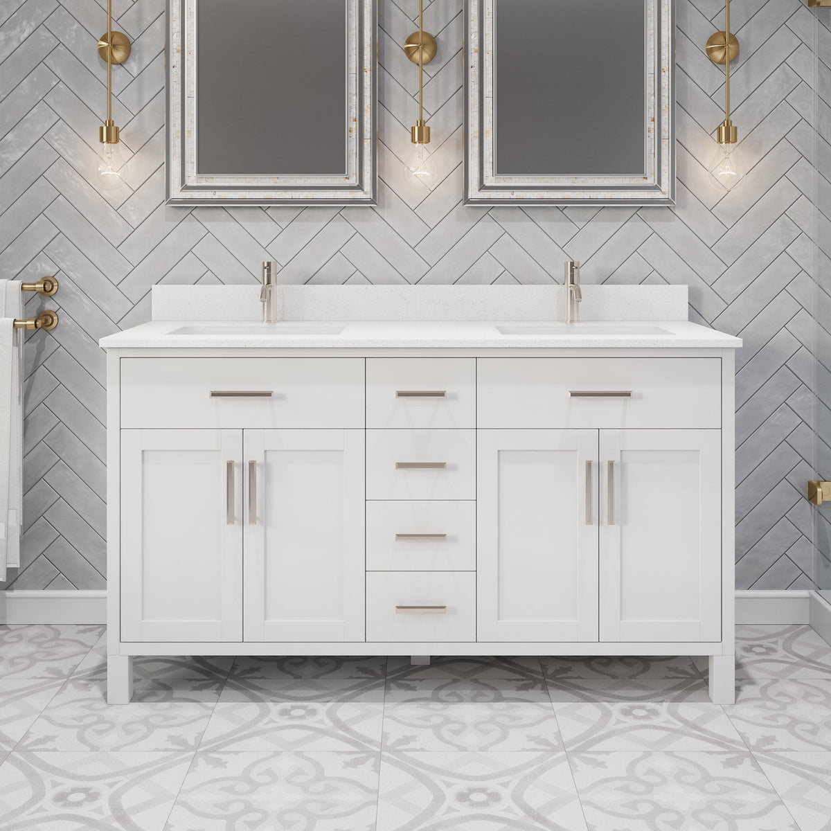 Studio Bathe Katie II Vanity in White Finish with Engineered Stone Countertop