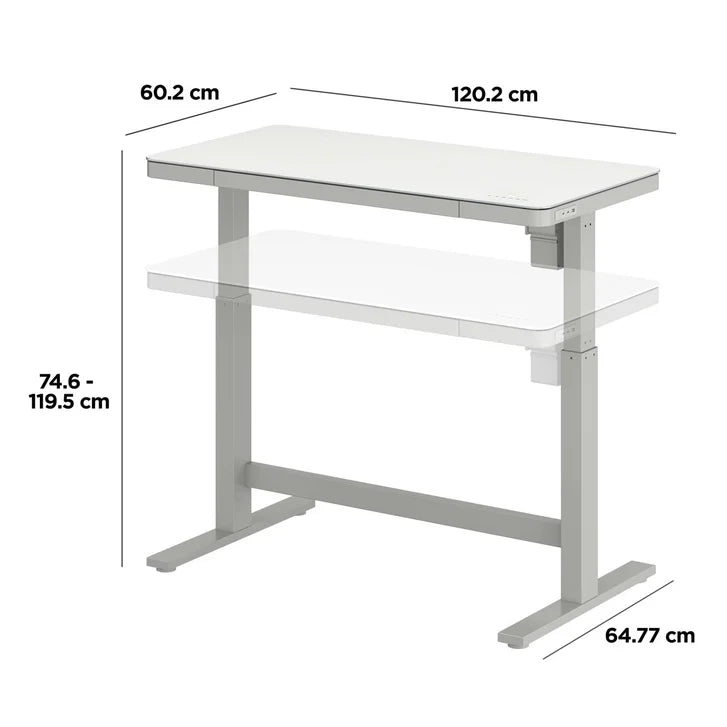 Tresanti Tessa 119.4 cm (47 in.) Adjustable Height Desk with LED Lighting, White