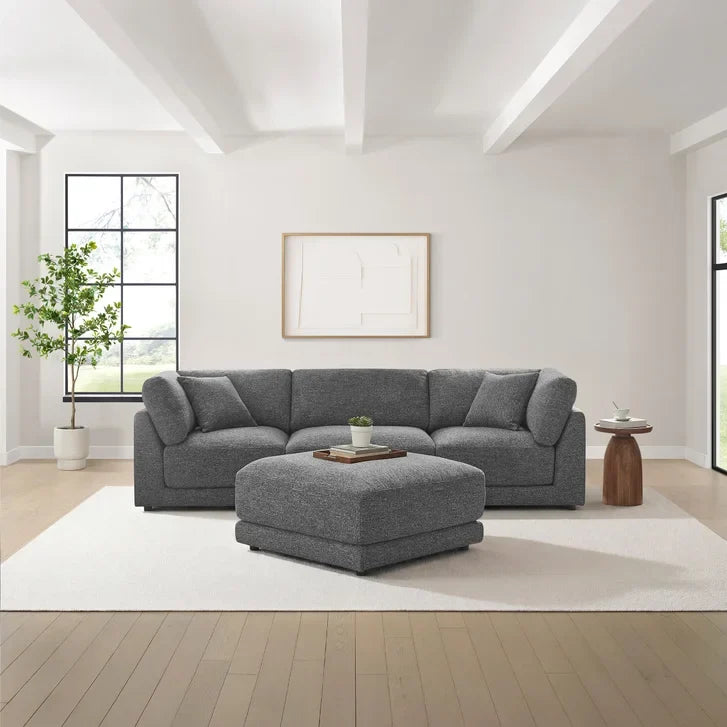 Aiden & Ivy Dayna 4-piece Modular Fabric Sofa with Ottoman