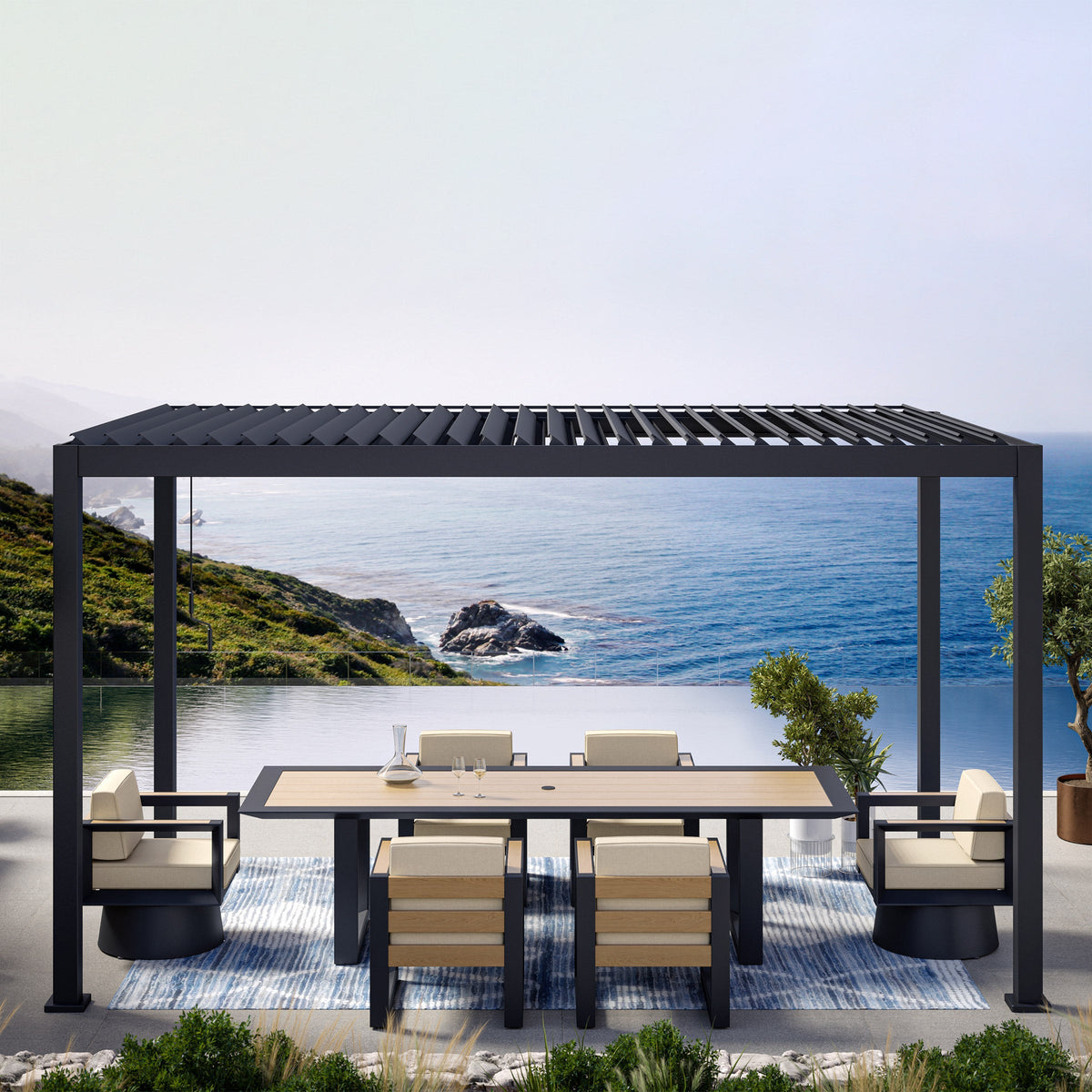 Mirador 8.8 ft. x 14.4 ft. Adjustable Louvered Aluminum Pergola