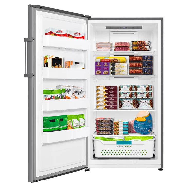 Hisense 17 cu ft. Stainless Steel Look Garage Ready Convertible Upright Fridge or Freezer with Reversible Door