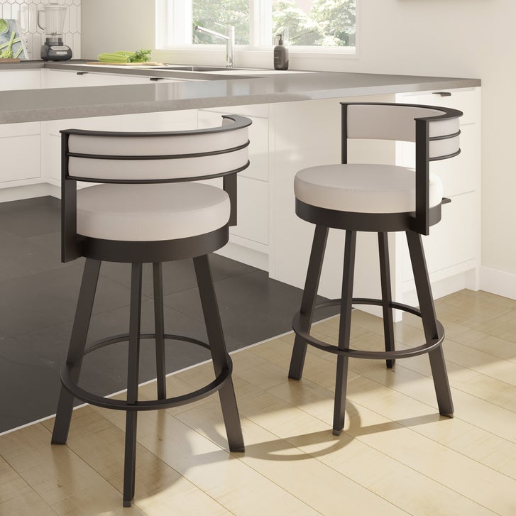 Amisco Browser Brown Frame and Cream Seat Bar or Counter Stool