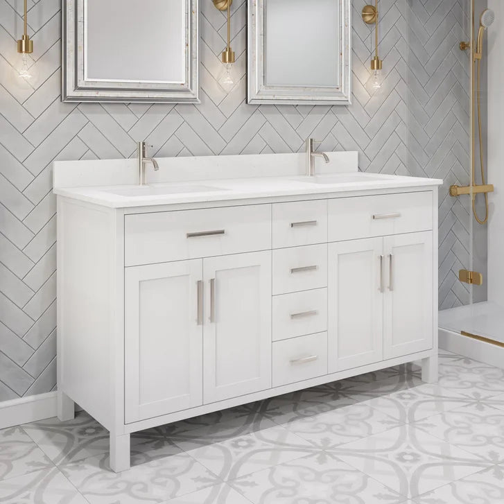 Studio Bathe Katie II Vanity in White Finish with Engineered Stone Countertop