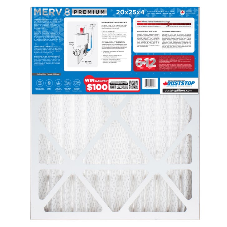 Duststop MERV 8 Premium Pleated Furnace Filter, 3-pack