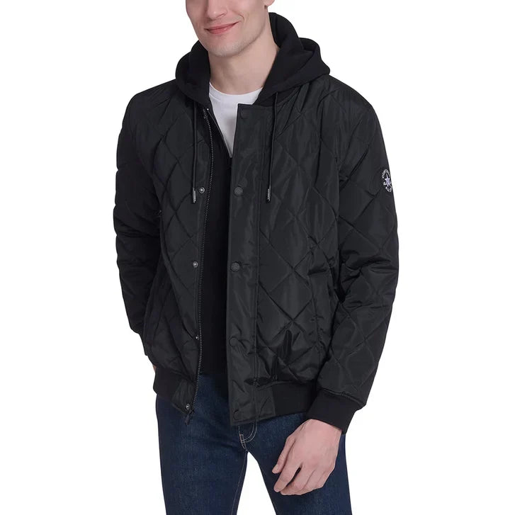 Converse Men's Hooded Quilted Bomber Jacket