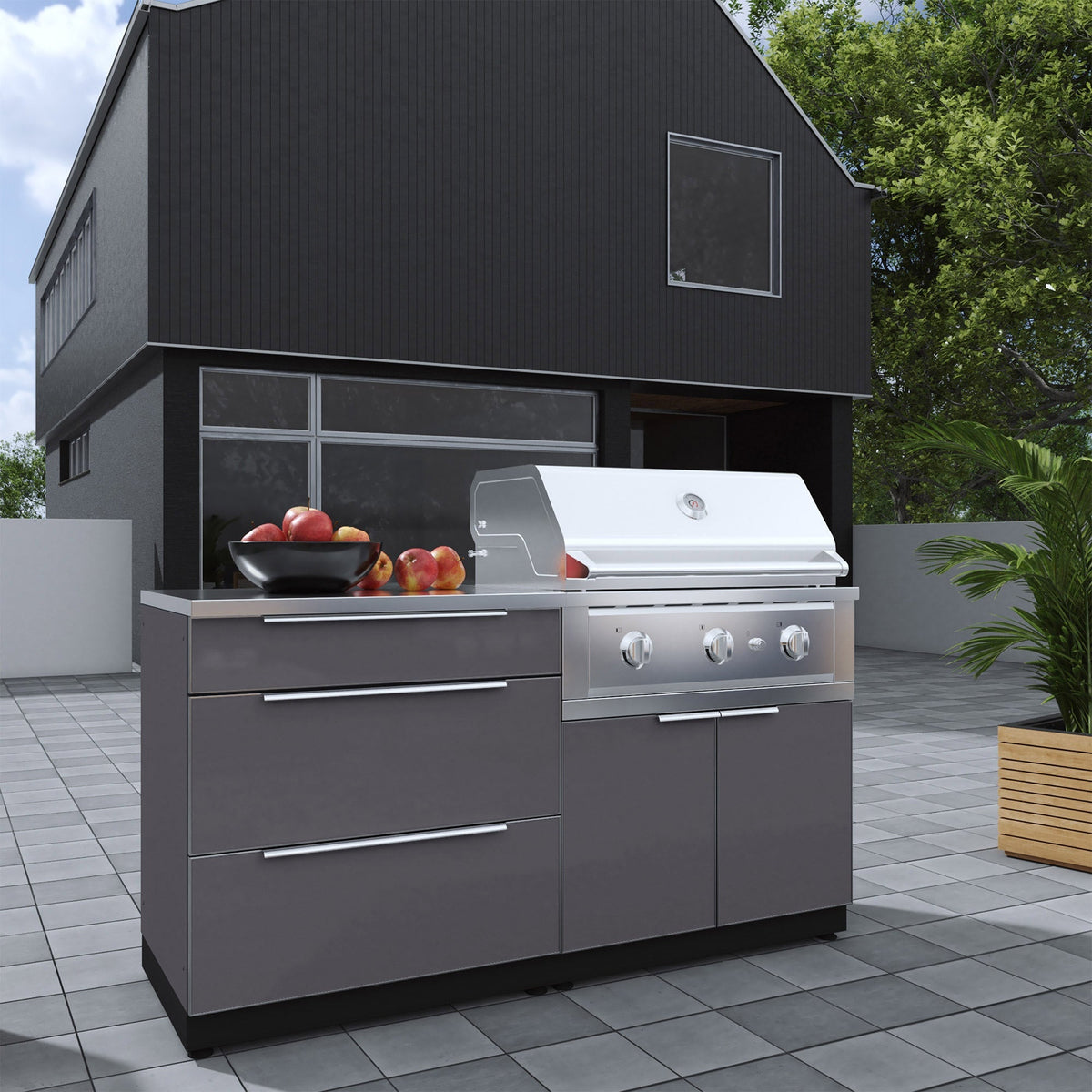 NewAge Products 4-piece Outdoor Kitchen Aluminum Set Slate Grey - Propane Gas