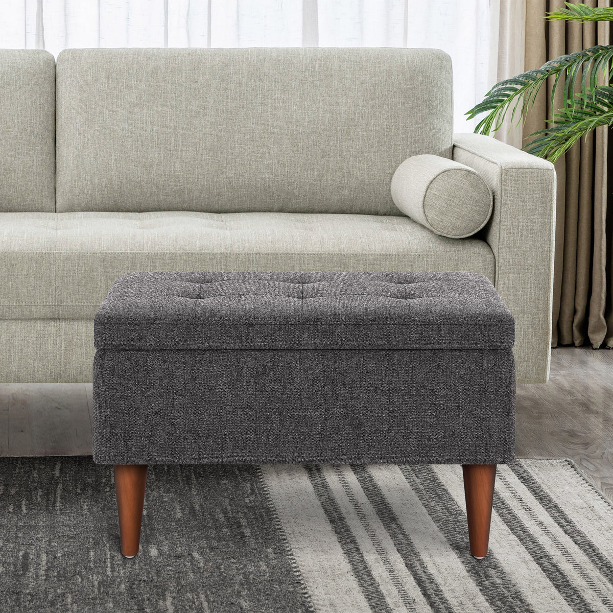 King Fabric Upholstered Storage Ottoman