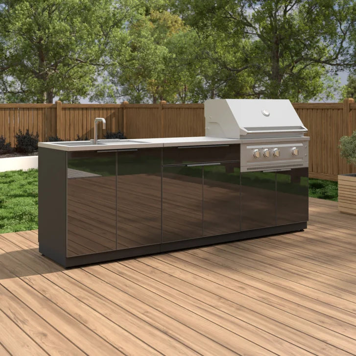 NewAge Products 5-piece Black Outdoor Kitchen Aluminum Set - Liquid Propane Gas Grill