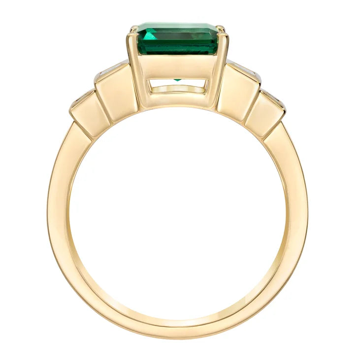 Square Cut Lab Created Emerald and Diamond Ring (0.24 ctw)