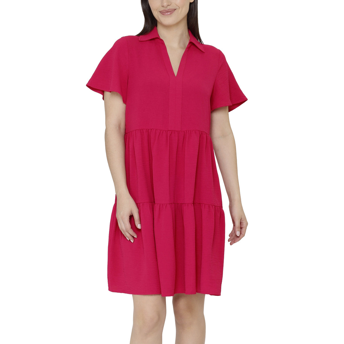 Tahari Women's Short-Sleeve Tiered Dress