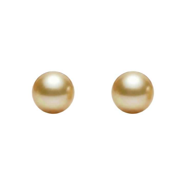 10 – 10.5 mm Golden Cultured South Sea Pearl Earrings