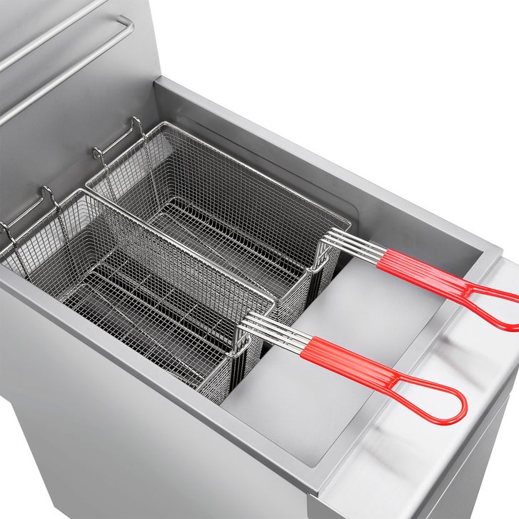 Forno 15.5 in. 40 lb Stainless Steel Natural Gas Commercial Deep Fryer with Twin Baskets