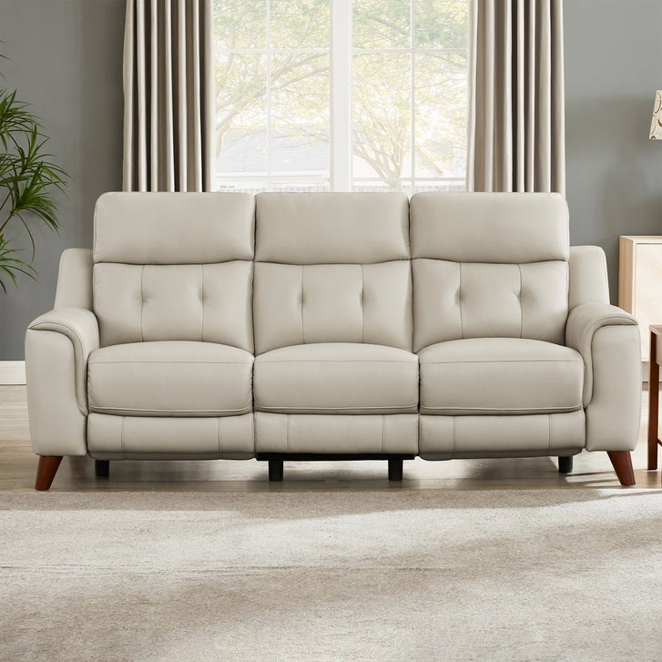 Prospera Home Malibu Modern Top Grain Leather Power Reclining Sofa and Loveseat with Power Headrest