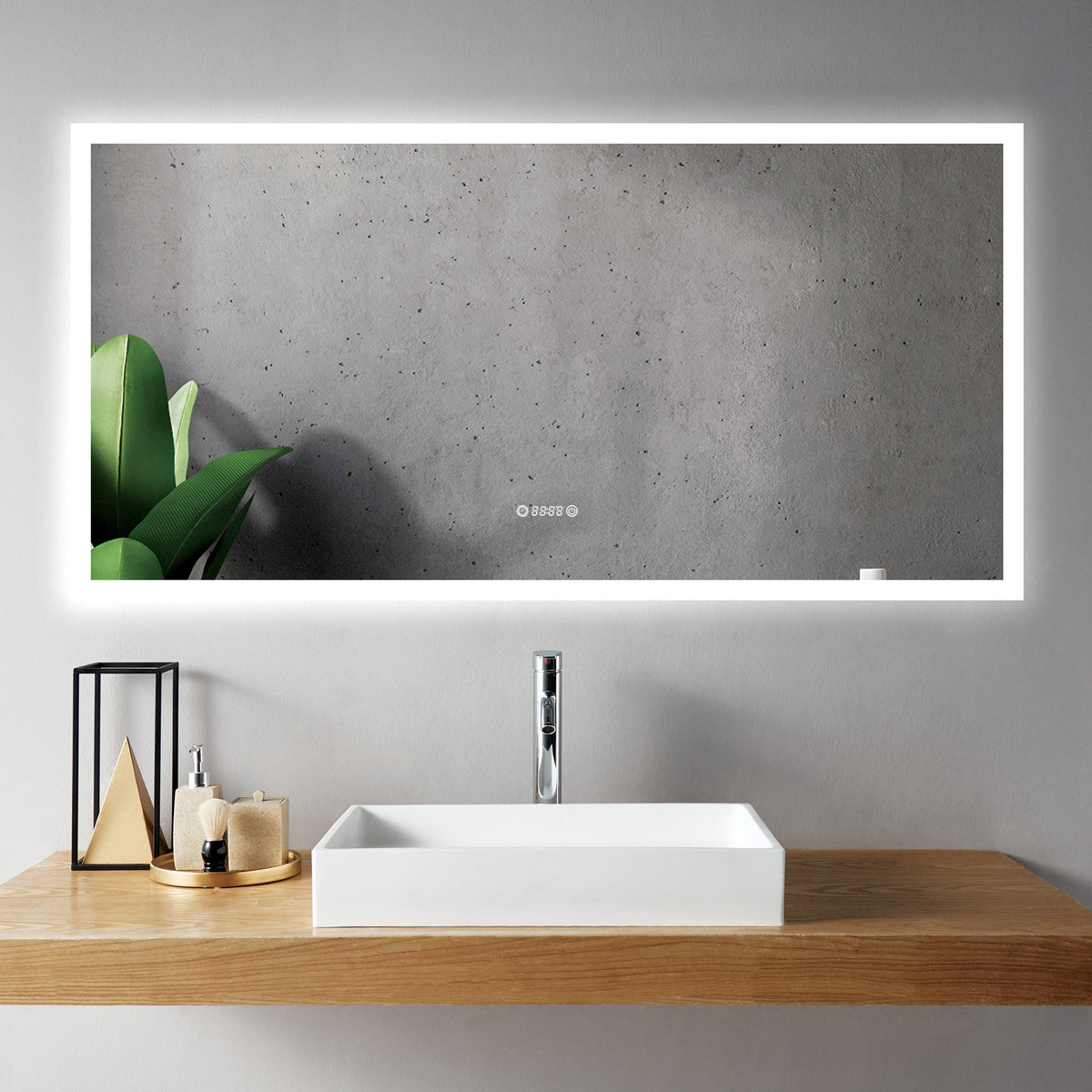 SERA LED Mirror Frosted Edge with Time and Temperature Function