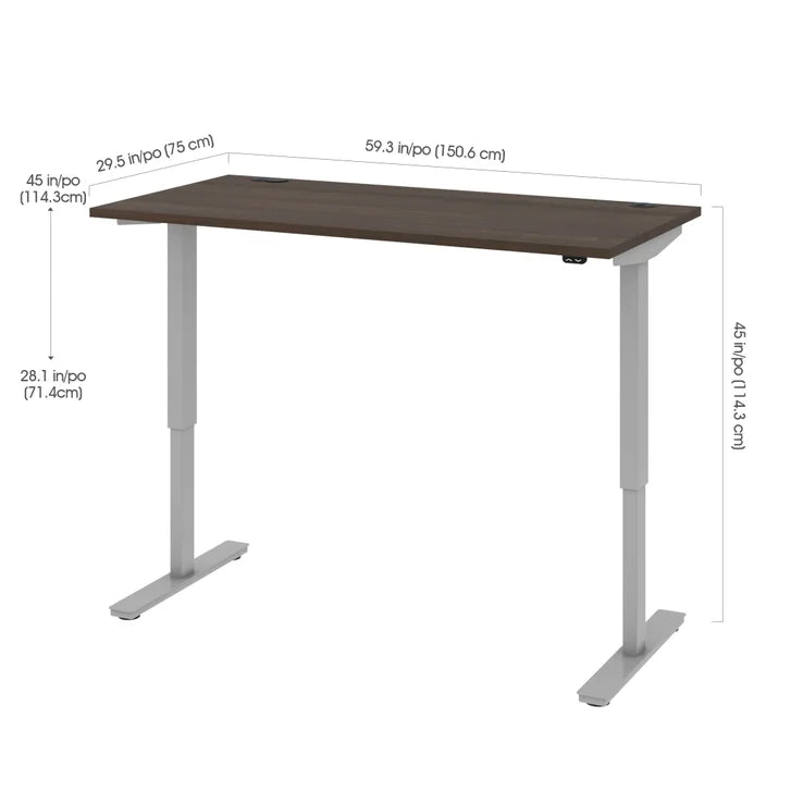 Bestar Upstand 76.2 cm x 152.4 cm (30 in. x 60 in.) Height Adjustable Desk with Dual Monitor Arm