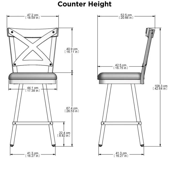 Amisco Snyder Swivel Counterstool in Black and Brown Polyurethane Upholstery