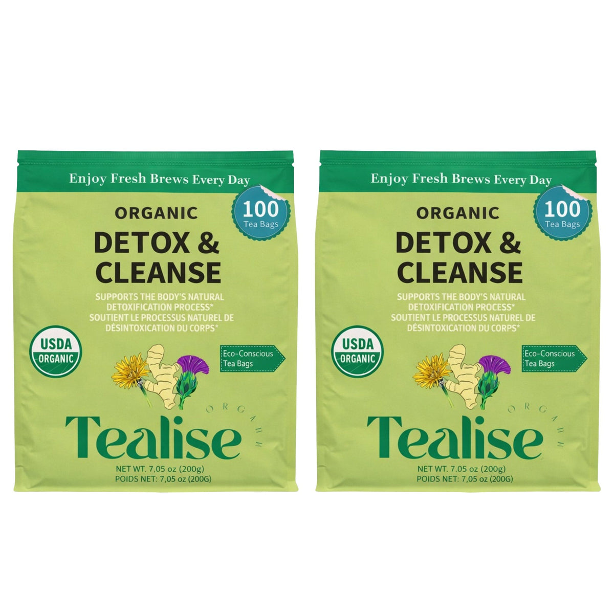 Tealise Organic Herbal Tea, 2 × 100 Tea Bags