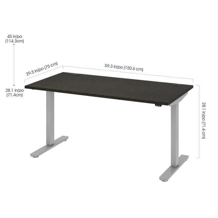 Bestar Upstand 76.2 cm x 152.4 cm (30 in. x 60 in.) Height Adjustable Desk with Dual Monitor Arm