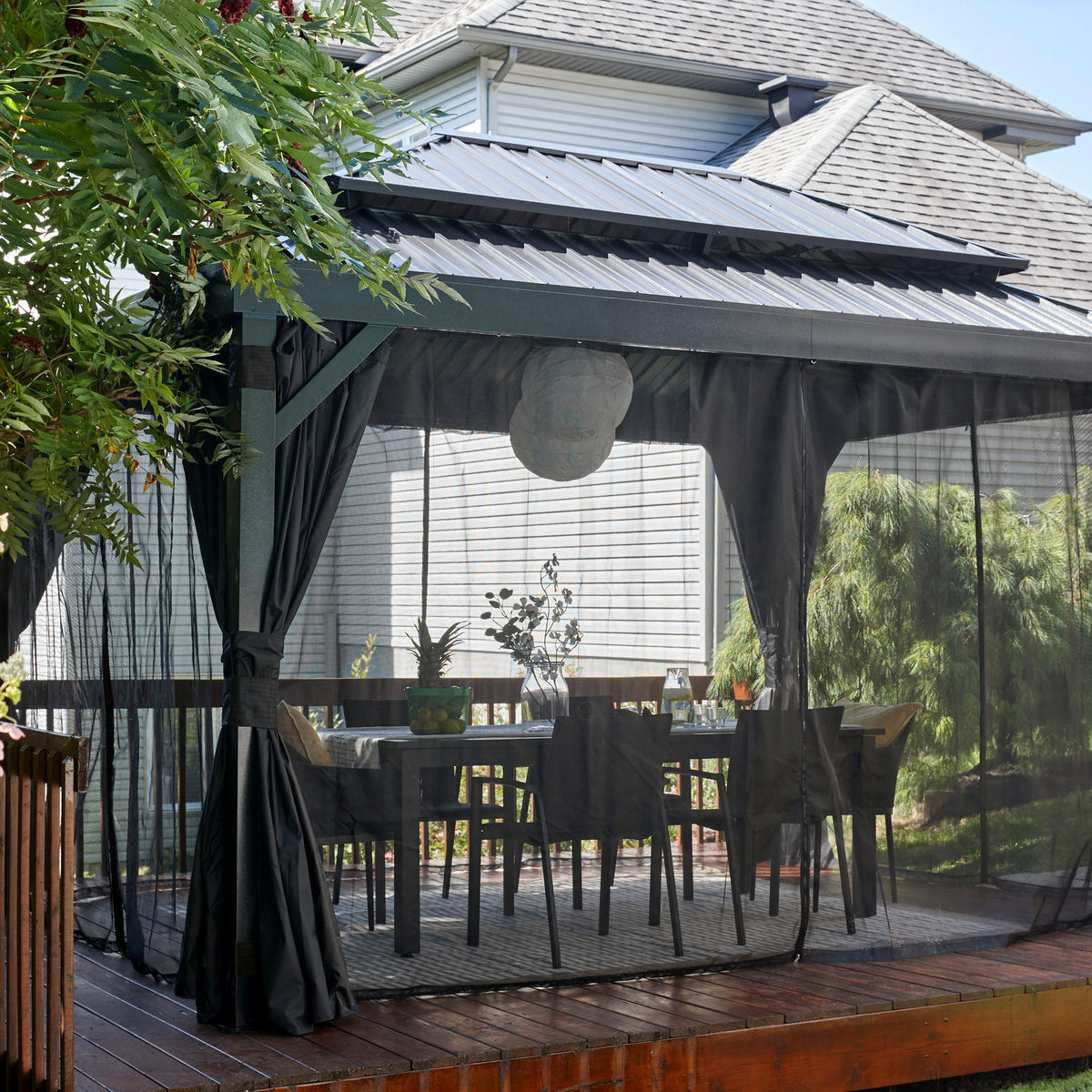 Sojag Alma 10 ft. x 14 ft. Gazebo with Mosquito Netting and Curtains