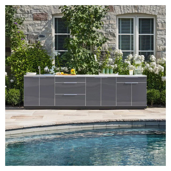 NewAge Products 4-piece Outdoor Kitchen Aluminum Set with 3-drawer Cabinet