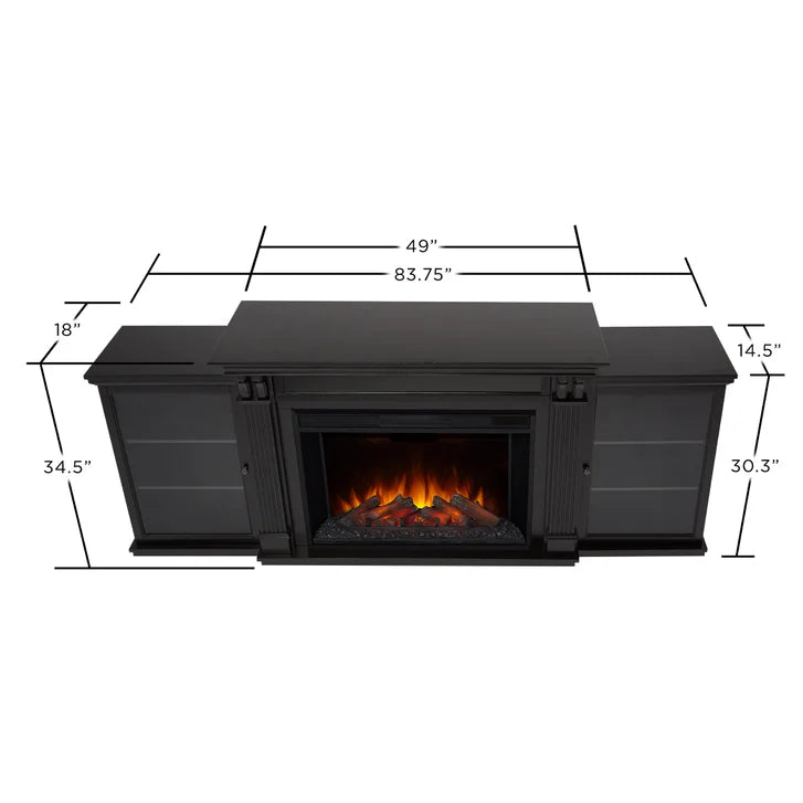 Real Flame Tracey Grand 84 in. Black Media Console Fireplace