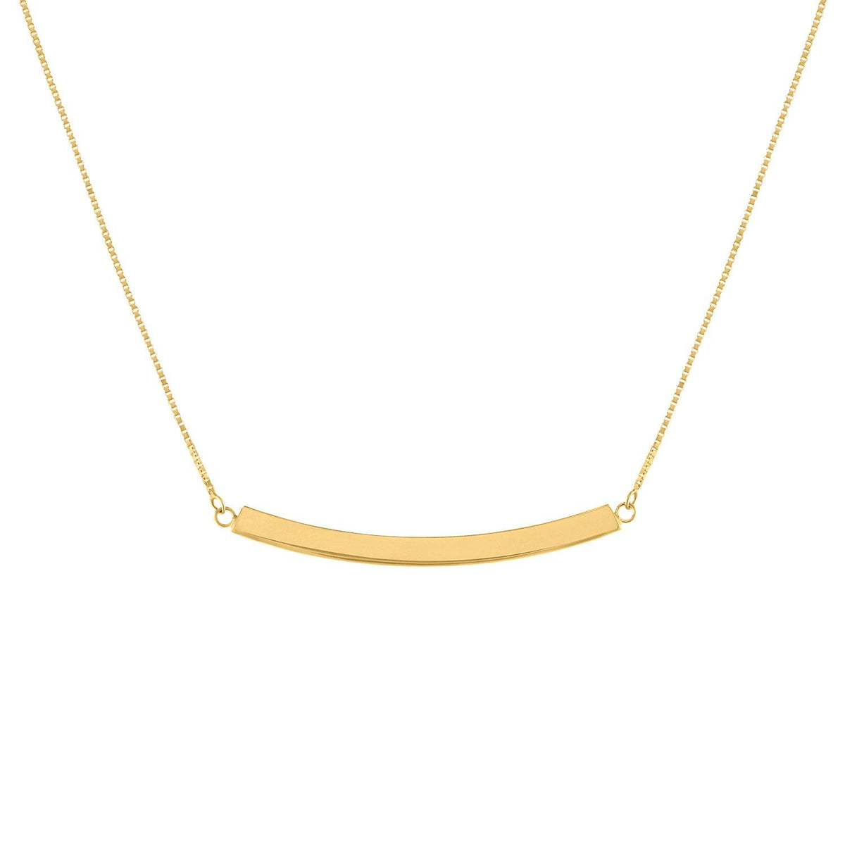 High Polish Curved Bar Necklace in Yellow Gold