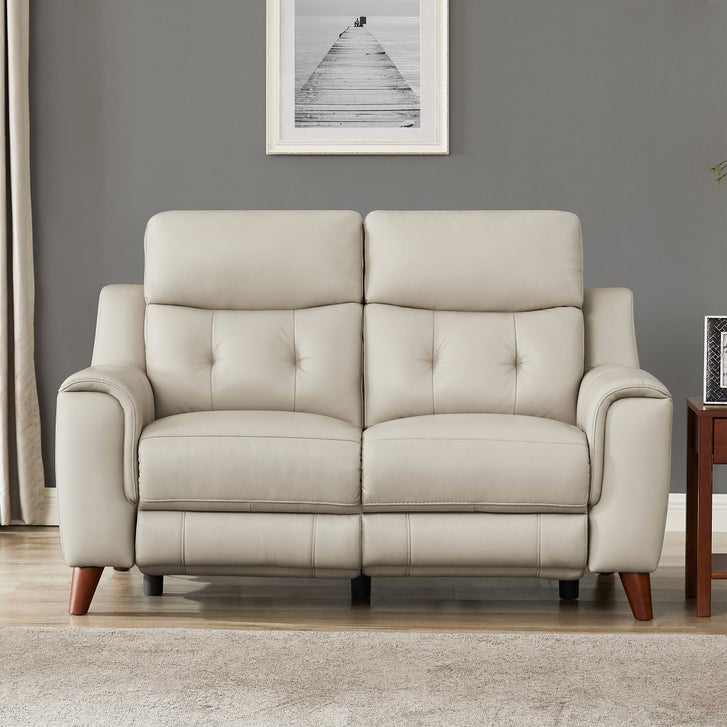 Prospera Home Malibu Modern Top Grain Leather Power Reclining Sofa and Loveseat with Power Headrest
