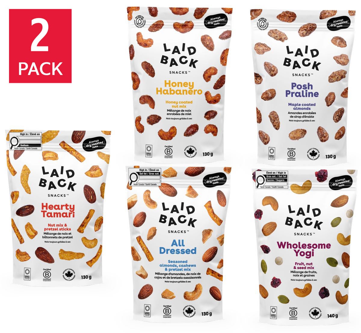 Laid Back Snacks, Snack Mix, 10 × 130 g