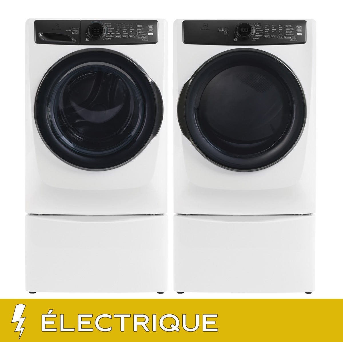 Electrolux 7 Series Laundry Bundle 5.2 cu ft. Front Load Washer and 8.0 cu ft. Electric Dryer with Storage Pedestal