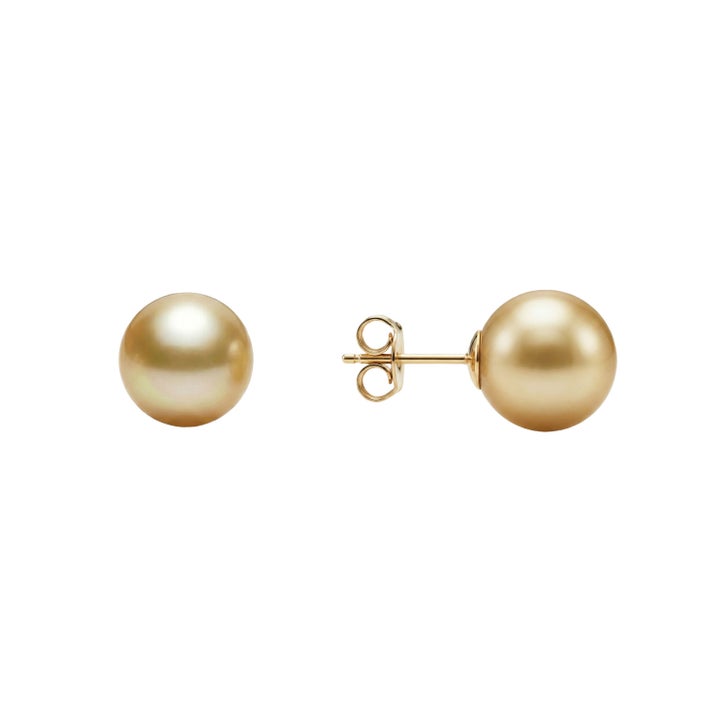 10 – 10.5 mm Golden Cultured South Sea Pearl Earrings