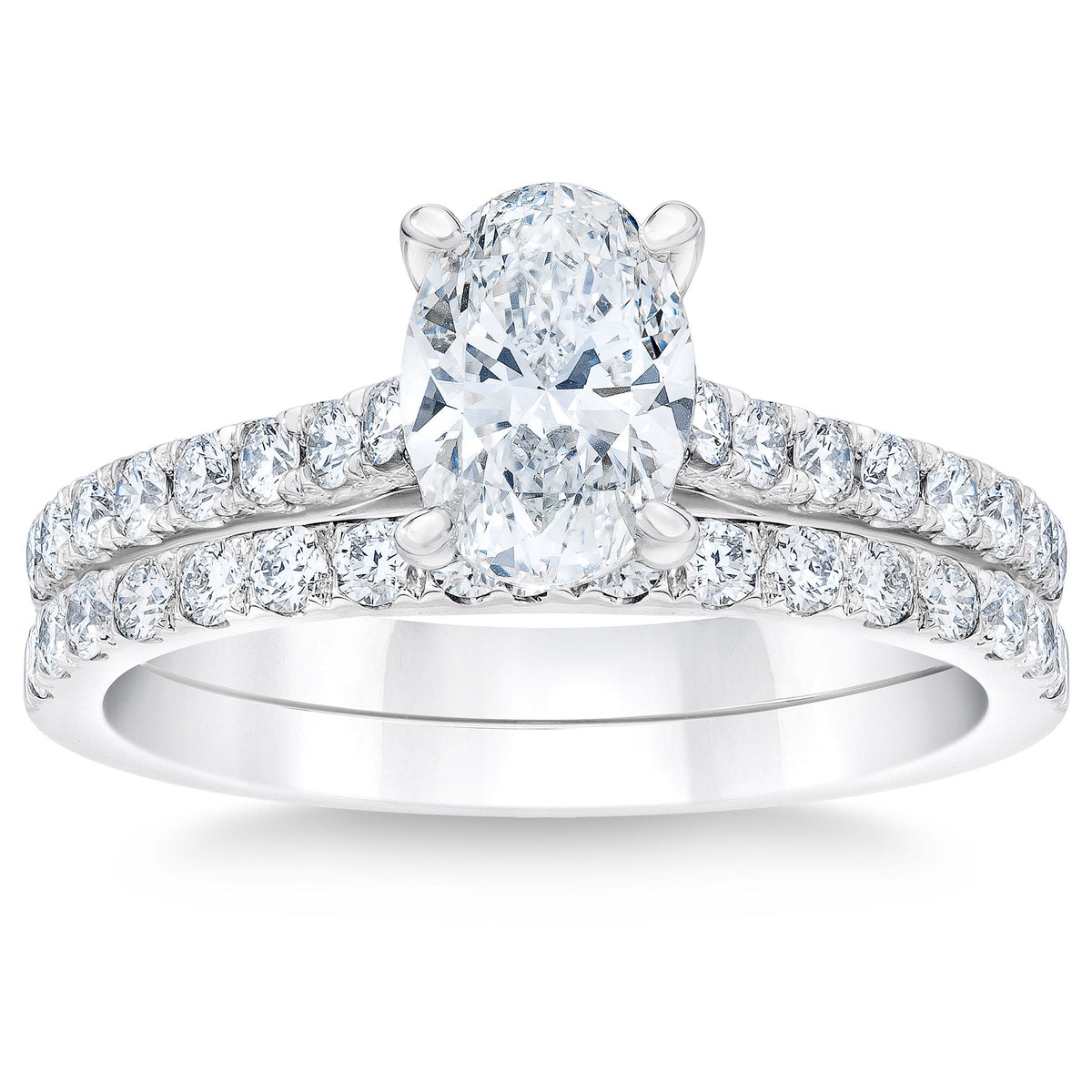 1.88 ctw Oval Cut and Round Brilliant, Clarity VS1, Colour G, Diamond Wedding Set