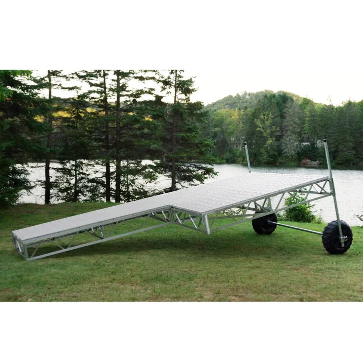 Multinautic QP-320 P-Shape 7.31 m (24 ft.) Long Aluminium Truss Frame Roll-In Dock Kit with Polymer Decking and Ramp