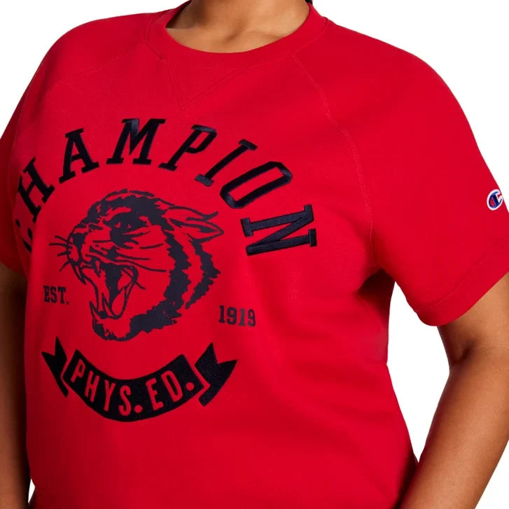 Champion Women's Short Sleeve Logo Fleece Sweater